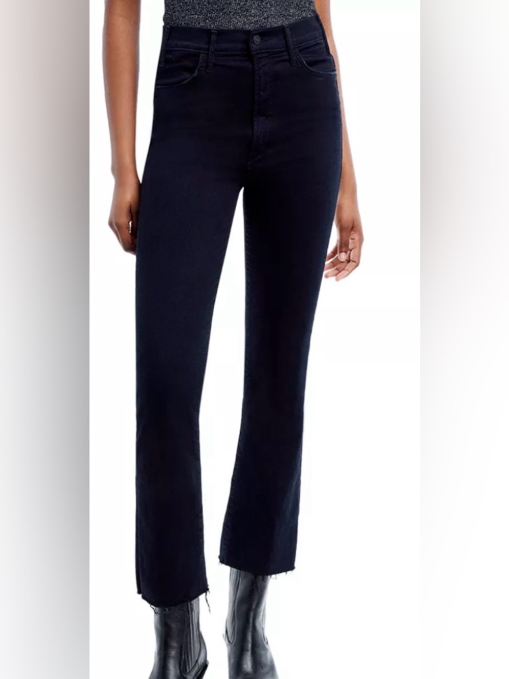 MOTHER lil’ hustler ankle fray Flare Women's Jeans black 25